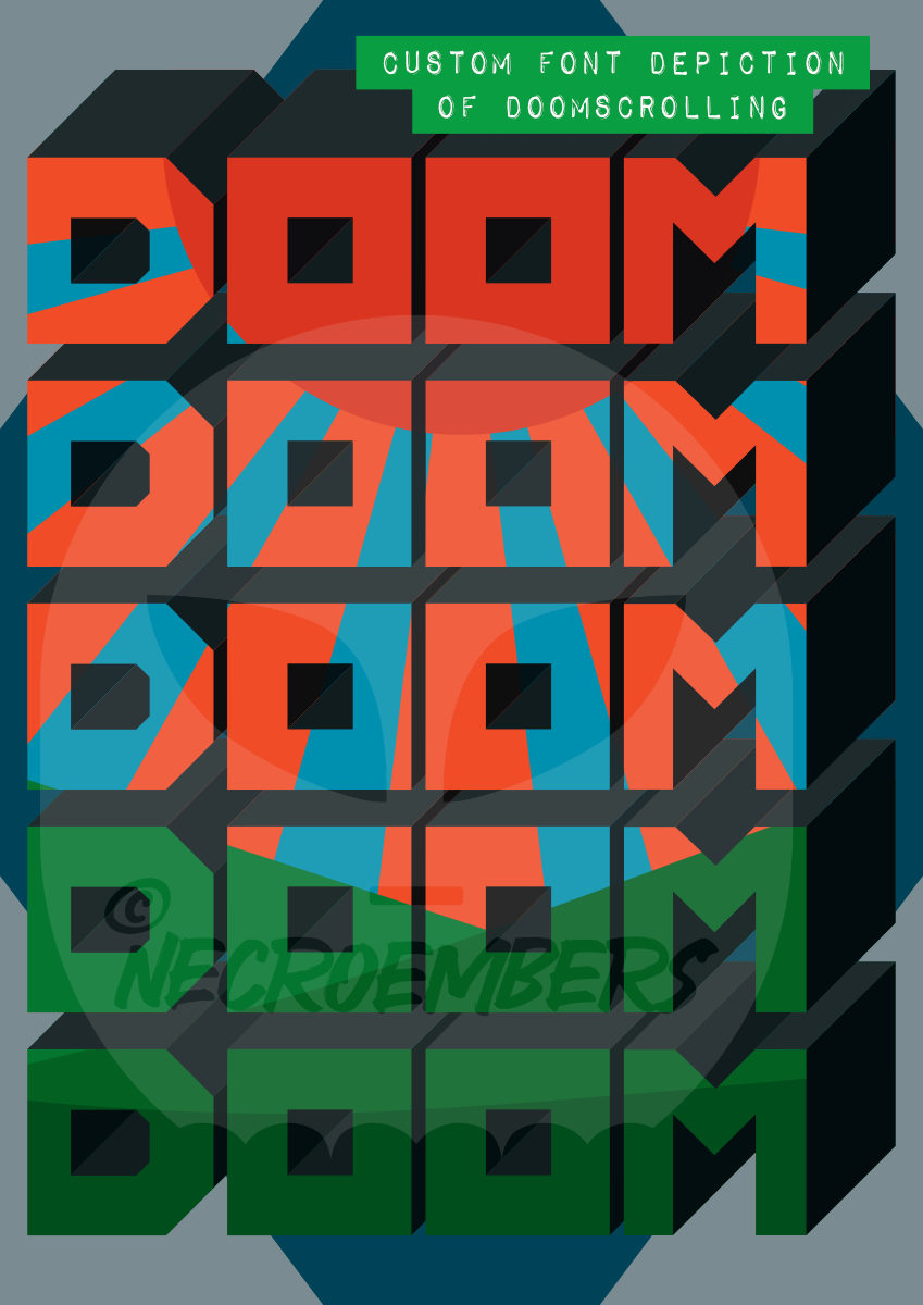 a cube font depiction of doomscrolling
