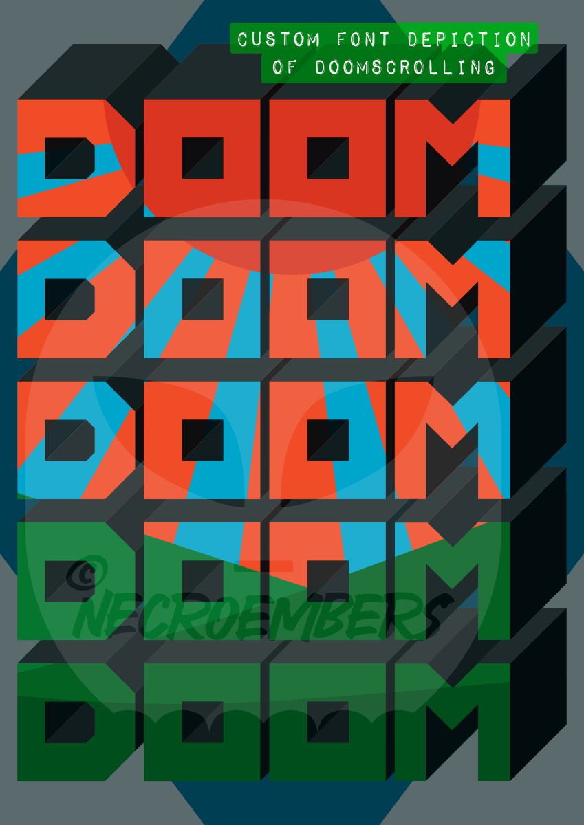 a cube font depiction of doomscrolling